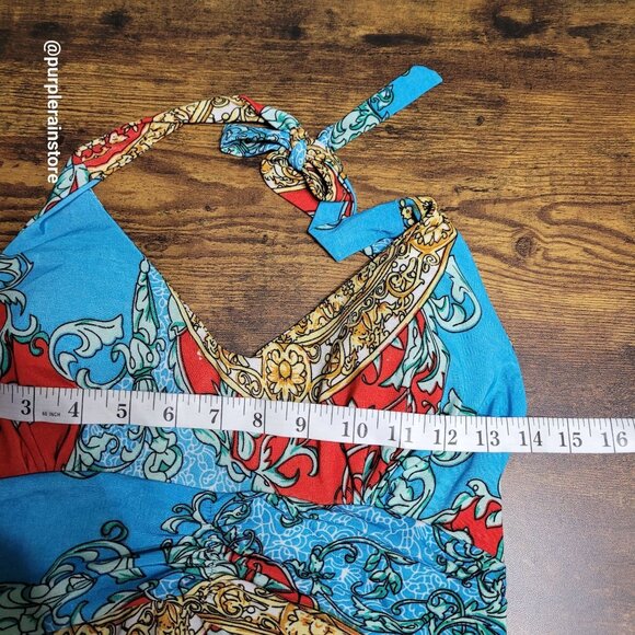 Boho Sundress XS S Floral Medallion Silk Blend Slinky Knit Fairycore Feminine - Picture 5 of 8